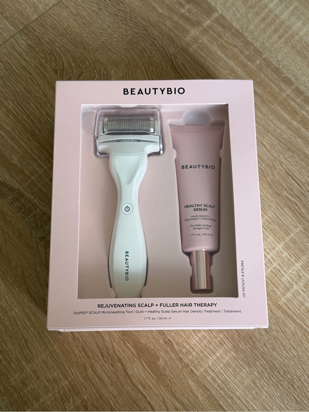 BEAUTYBIO Scalp Microneedling Tool + Serum Set in Pink & White- NEW IN BOX